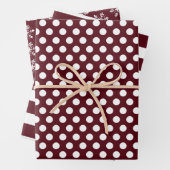 Red Burgundy White Polka Dots Streifen Schneeflock Geschenkpapier Set (Beispiel)