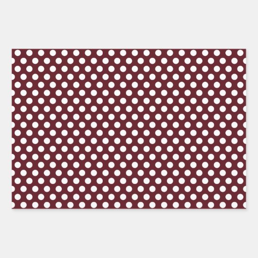 Red Burgundy White Polka Dots Streifen Schneeflock Geschenkpapier Set (Vorderseite)