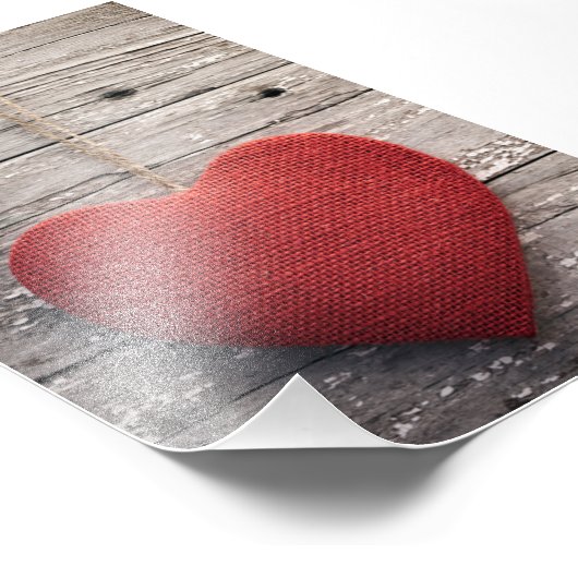 Red Burlap Heart Fotodruck (Ecke)