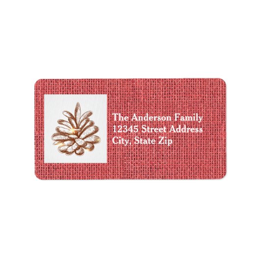 Red Burlap Pinecones - Adressetikett (Vorne)