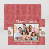 Red Burlap Pinecones Foto - 3x5 Weihnachtskarte Einladung (Vorne/Hinten)