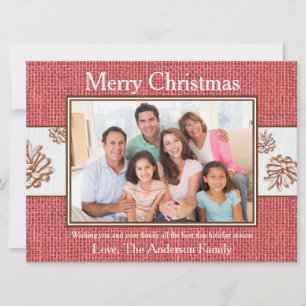 Red Burlap Pinecones Foto - 6x8 Weihnachtskarte Feiertagskarte