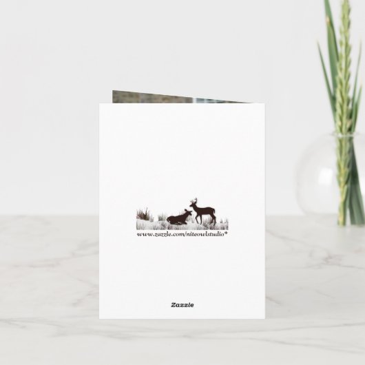 Red Burlap, Schneeflocken, Hirsche FOTO Danke Kart (Rückseite)