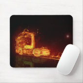 Red Burning Truck in Feuer Flammen Mousepad (Mit Mouse)