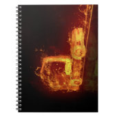 Red Burning Truck in Feuer Flammen Notizblock (Vorderseite)