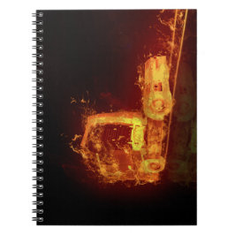 Red Burning Truck in Feuer Flammen Notizblock