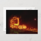 Red Burning Truck in Feuer Flammen Postkarte (Vorne/Hinten)