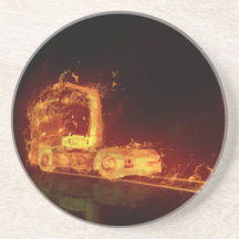 Red Burning Truck in Feuer Flammen