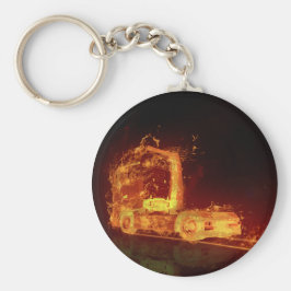 Red Burning Truck in Feuer Flammen Schlüsselanhänger