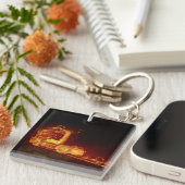 Red Burning Truck in Feuer Flammen Schlüsselanhänger (Vorderseite rechts)