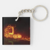 Red Burning Truck in Feuer Flammen Schlüsselanhänger (Rückseite)