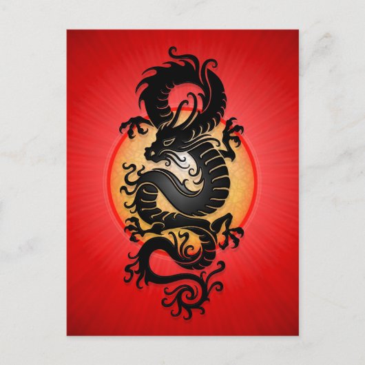Red Burst Chinese Dragon Postkarte (Vorderseite)