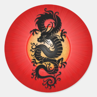 Red Burst chinesischer Drache Runder Aufkleber