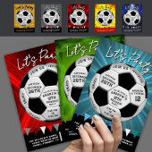 Red Burst Sporty Soccer Ball Boys Birthday Einladung