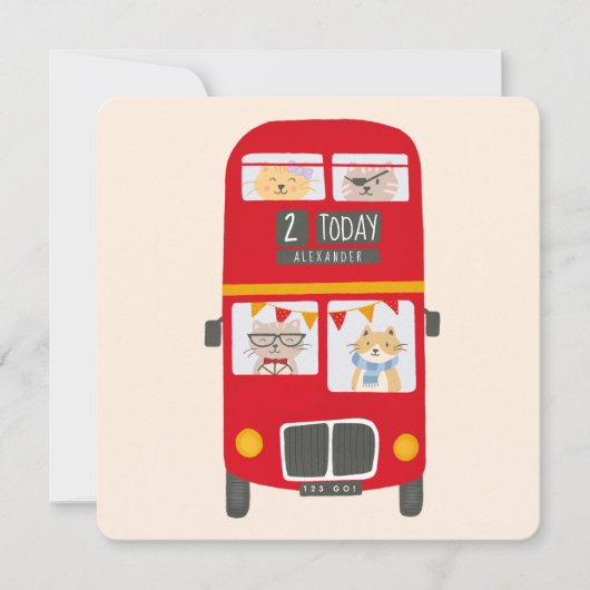 Red Bus Birthday Card Karte (Vorderseite)