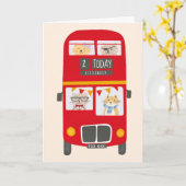 Red Bus Birthday Card Karte (Gelbe Blume)