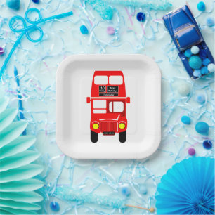 Red Bus Design Geburtstagsparty Pappteller