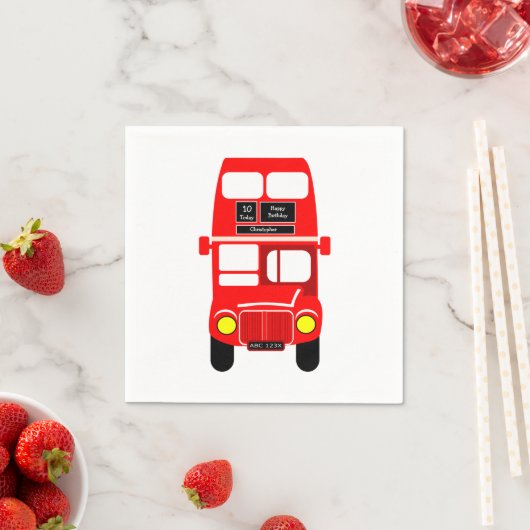 Red Bus Design Geburtstagsparty Serviette (Beispiel)