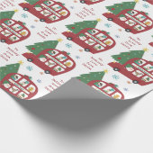 Red Bus Tree Kindername Liebe Weihnachten Geschenkpapier (Ecke)