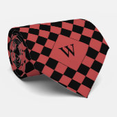 Red Business Checked Monogram Krawatte (Gerollt)