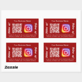 Red business name qr code Instagram Rechteckiger Aufkleber (Blatt)