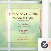 Red Business Opening Hours Sign | Window Cling Fensteraufkleber (Zuhause)