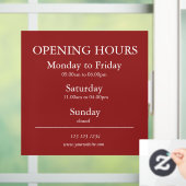 Red Business Opening Hours Sign | Window Cling Fensteraufkleber (Zuhause)