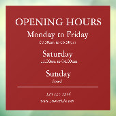 Red Business Opening Hours Sign | Window Cling Fensteraufkleber (Blatt 3)