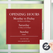Red Business Opening Hours Sign | Window Cling Fensteraufkleber (Zuhause)