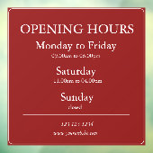 Red Business Opening Hours Sign | Window Cling Fensteraufkleber (Blatt 3)