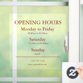 Red Business Opening Hours Sign | Window Cling Fensteraufkleber (Zuhause)