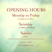 Red Business Opening Hours Sign | Window Cling Fensteraufkleber (Blatt 3)