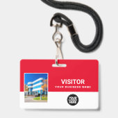 Red Business Visier Foto Bar Code, Logo Lanyard Ausweis (Vorderseite mit Lanyard)