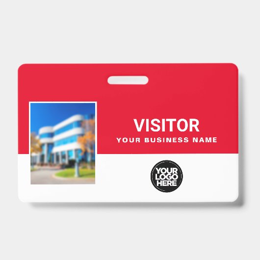Red Business Visier Foto Bar Code, Logo Lanyard Ausweis (Vorderseite)