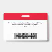Red Business Visier Foto Bar Code, Logo Lanyard Ausweis (Rückseite)