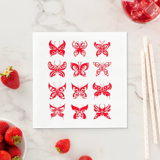 Red Butterfats Paper Napkins Serviette