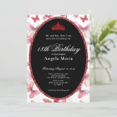 Red Butterflies 18th Birthday Debut Einladung (Stehend Vorderseite)
