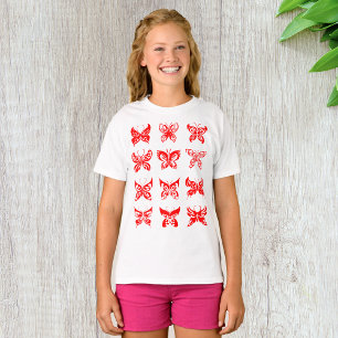 Red Butterflies Girls T - Shirt