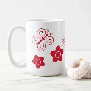 Red Butterflies & Posies Kaffeetasse