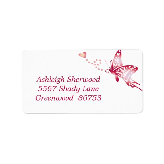 Red Butterfly Address Label Adressaufkleber (Vorne)