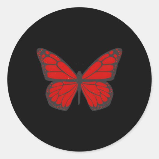 Red Butterfly Ästhetische Grunge Soft Runder Aufkleber (Vorderseite)