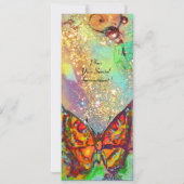 RED BUTTERFLY BLUE GREEN AQUAMARIN GOLD Floral Swe Einladung (Rückseite)