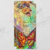 RED BUTTERFLY BLUE GREEN AQUAMARIN GOLD Floral Swe Einladung (Vorne/Hinten)