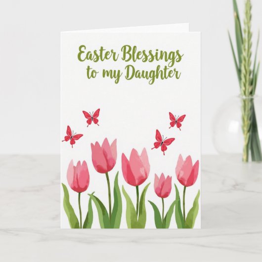 Red Butterfly Easter Blessings Card Karte (Vorderseite)