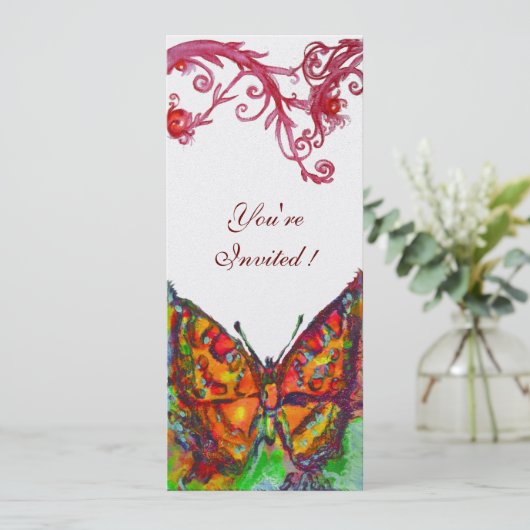RED BUTTERFLY Gold Yellow Floral White Program Programm (Stehend Vorderseite)