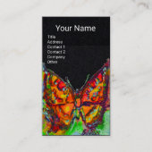 RED BUTTERFLY Gold Yellow Monogram Black Paper Visitenkarte (Vorderseite)