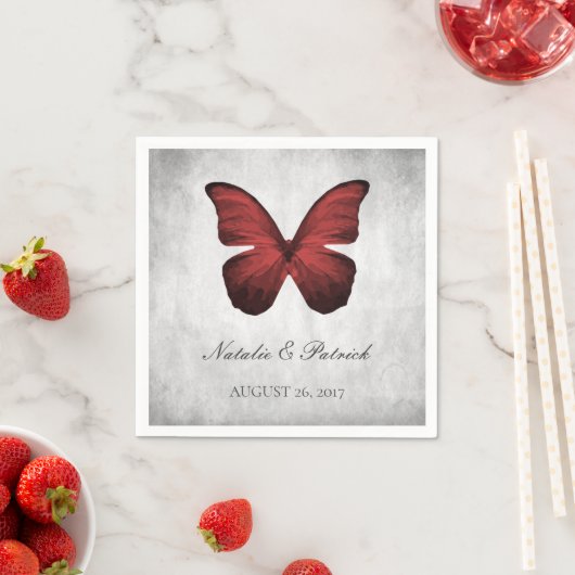 Red Butterfly Hochzeitspapier Napkins Serviette (Beispiel)