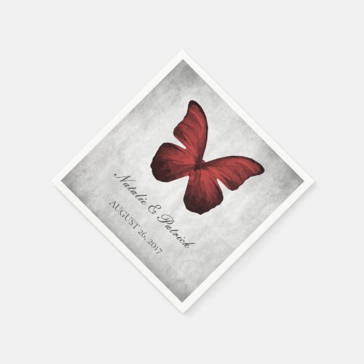 Red Butterfly Hochzeitspapier Napkins Serviette (Ecke)
