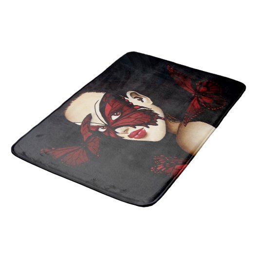 Red Butterfly Masquerade Badematte (Schrägansicht)