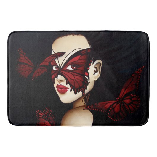 Red Butterfly Masquerade Badematte (Vorderseite)
